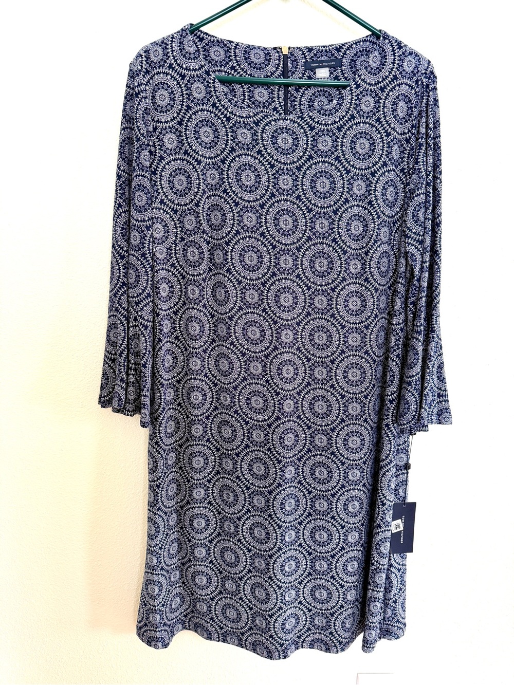 Tommy Hilfiger Navy and White Printed Midi Dress